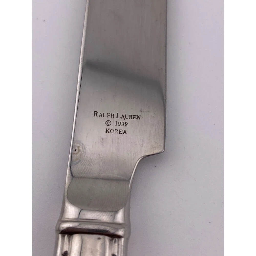 Vtg Ralph Lauren SINCLAIR 1999 Stitched Edge Silverware Flatware Butter Knife